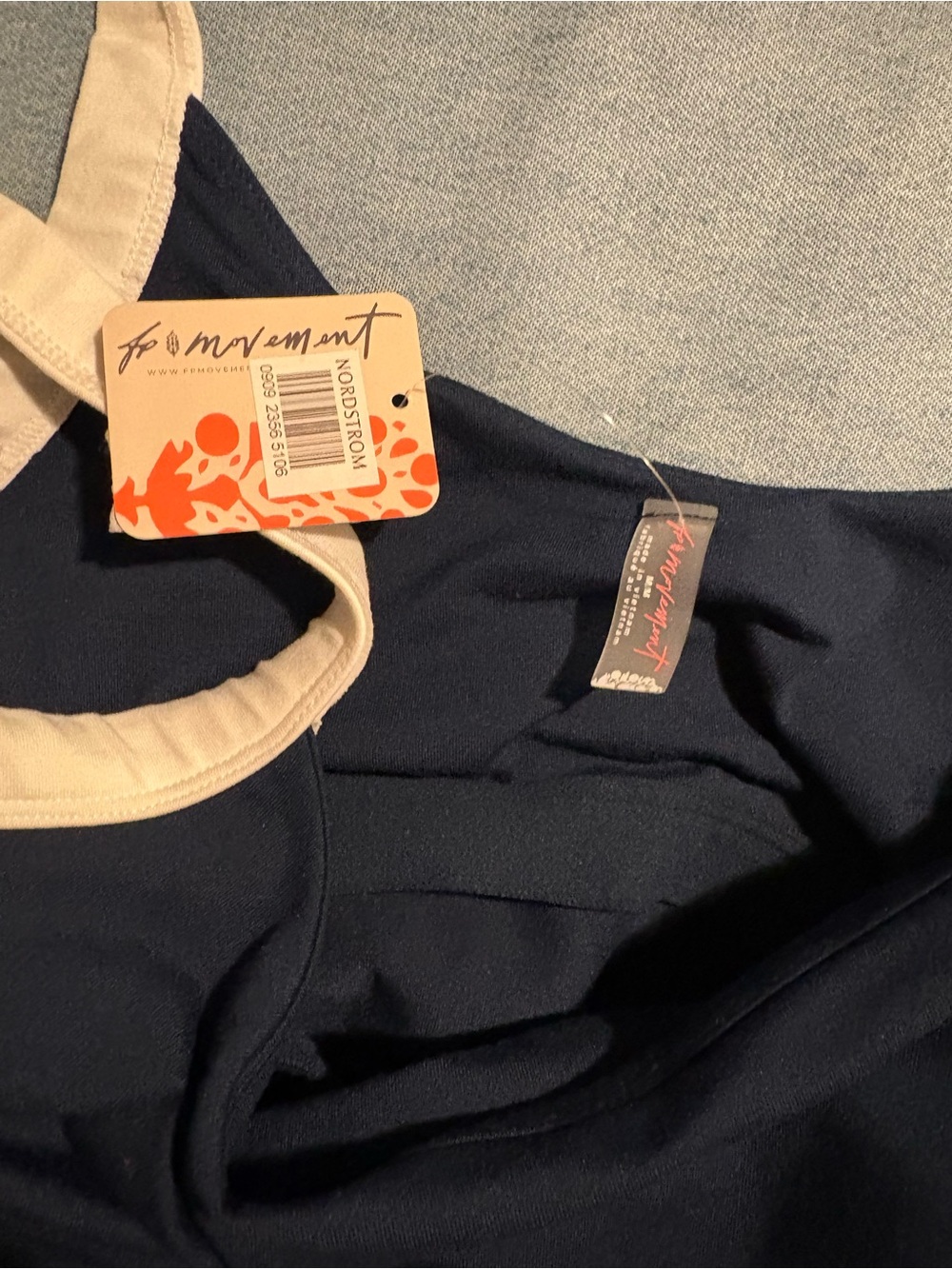 FP Movement by Free People Navy Mini Dress with Cream Straps - Picture 2 of 2